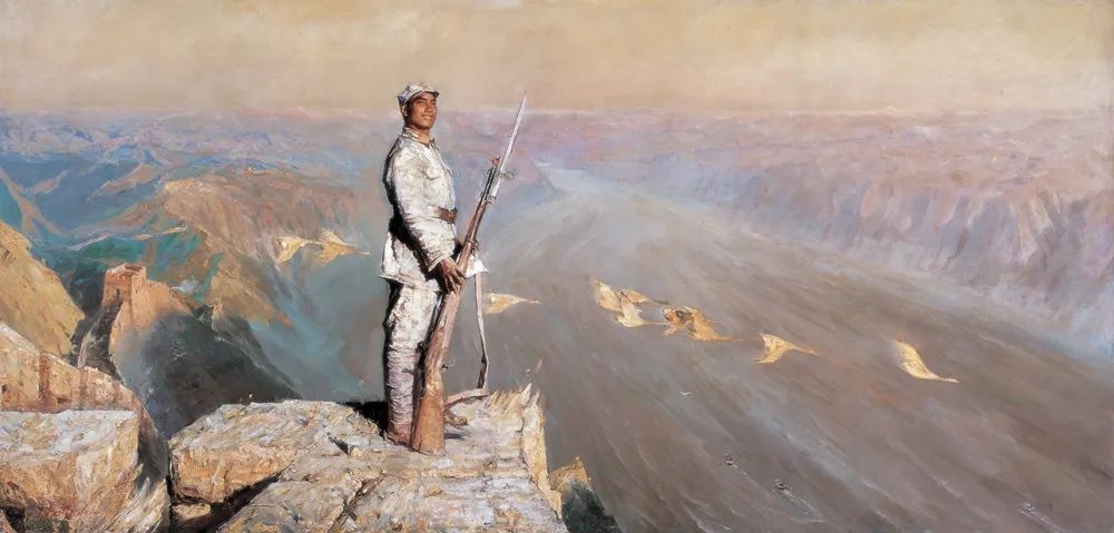 艾中信 《夜渡黄河》(局部) 1961 年 中国国家博物馆藏吴作人 《黄河