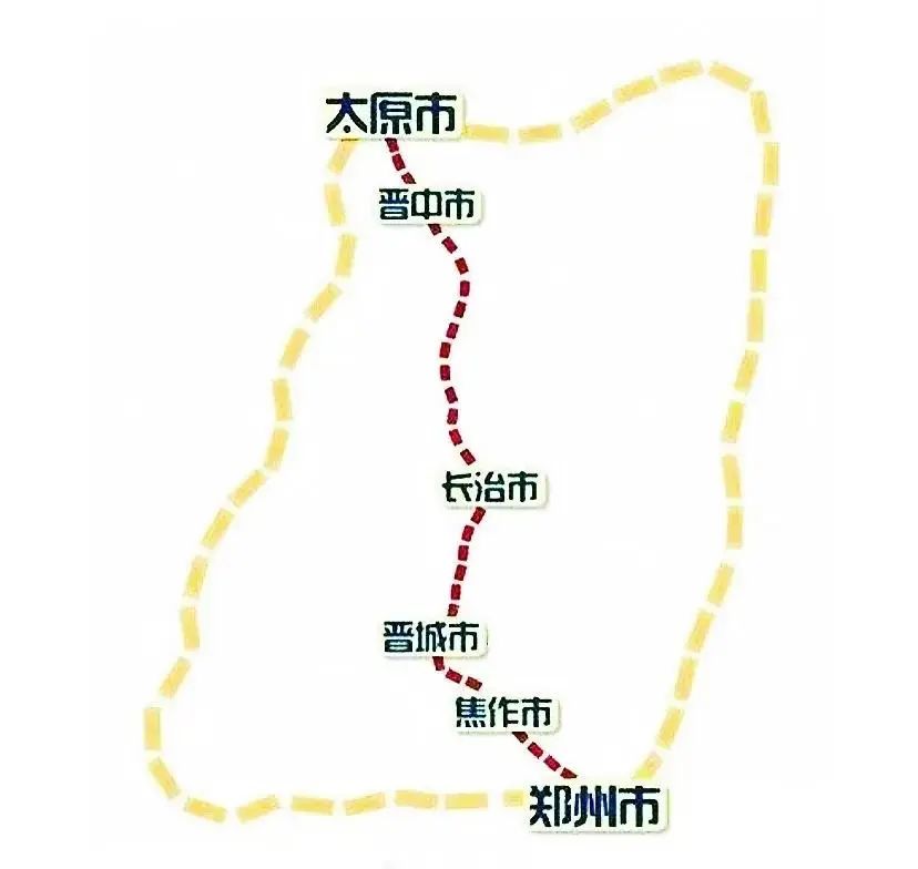 北起山西省会太原市,途经山西省晋中市,长治市,晋城市,河南省焦作市