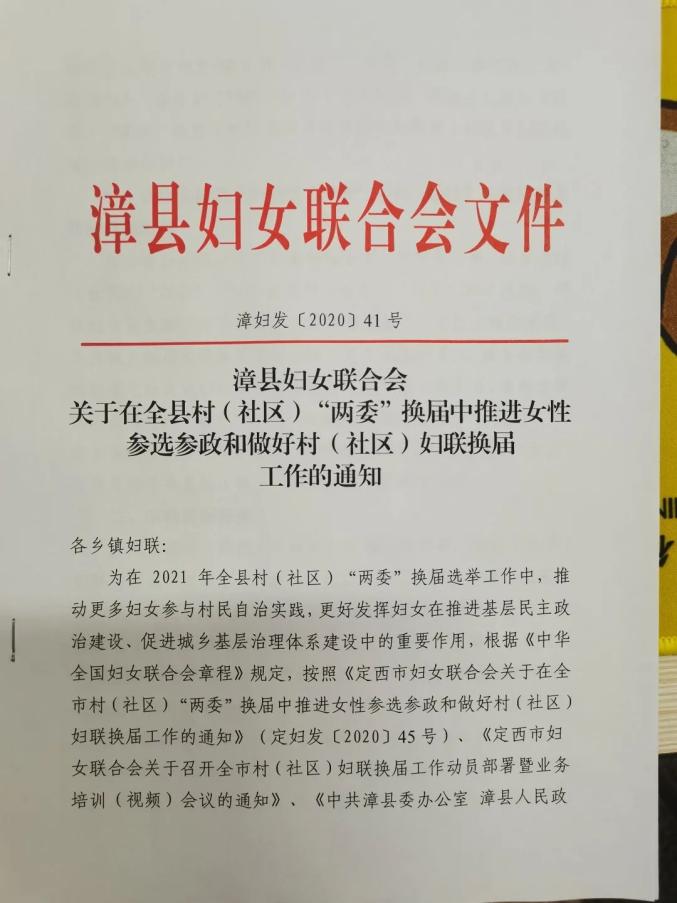 【村(社区)妇联换届进行时】漳县妇联村(社区)妇联换届工作稳步推进