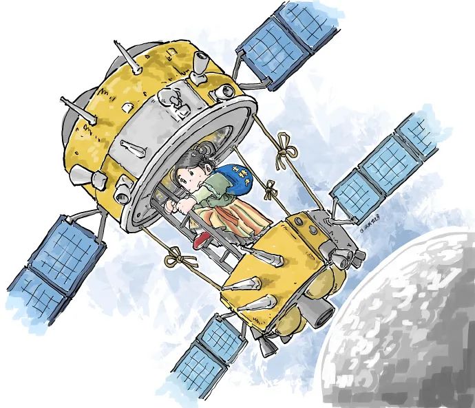 嫦娥五号探月简笔画图片