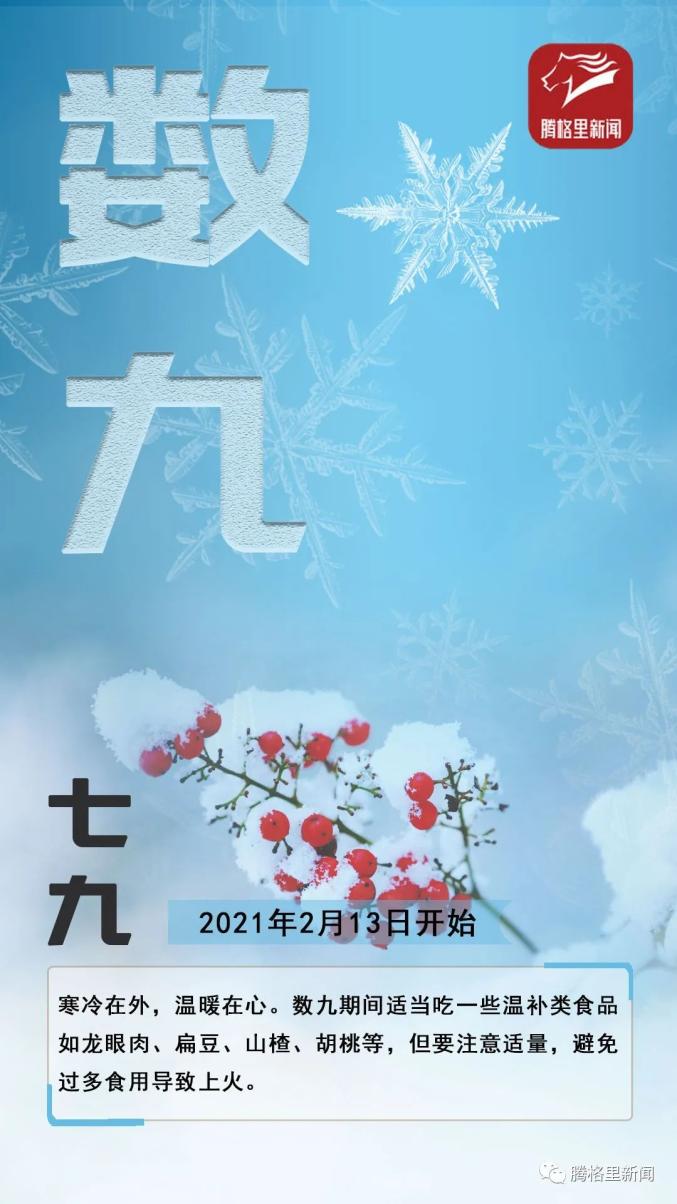 九九"自此"数九""数九寒天"也将正式开始冰益壮,地始坼冬至节气2020