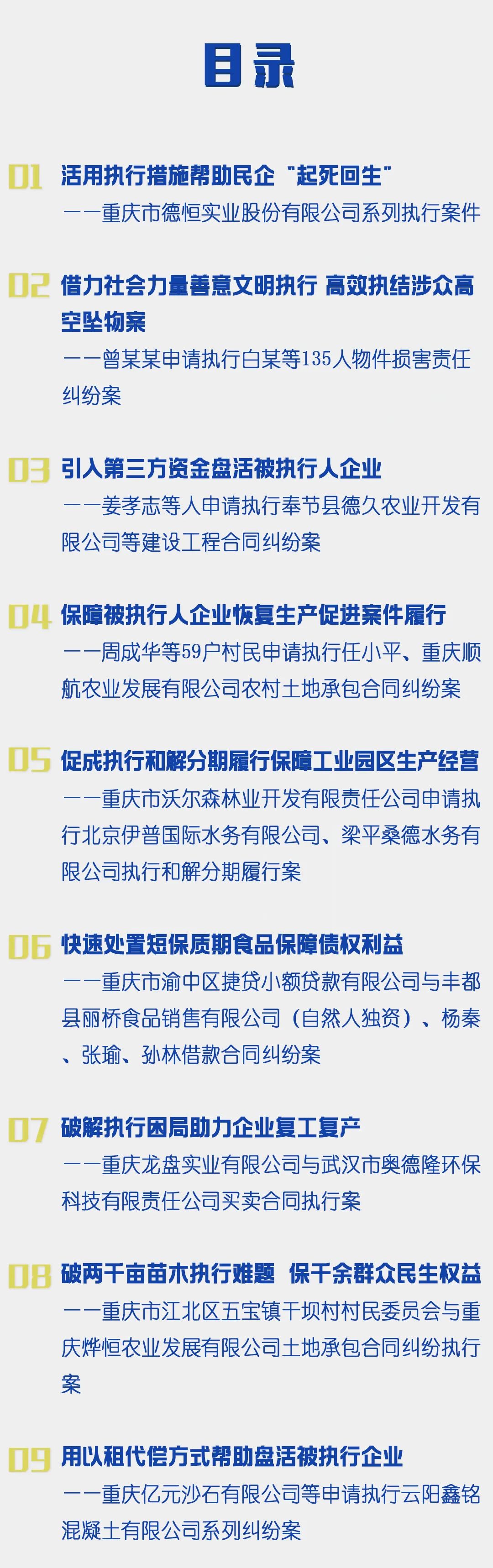 重庆法院服务“六稳”“六保”典型执行案例