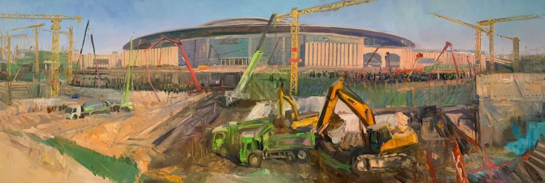 范迪安《雄安进行时之二·崛起》 200x600cm 布面油画 2020年范迪安