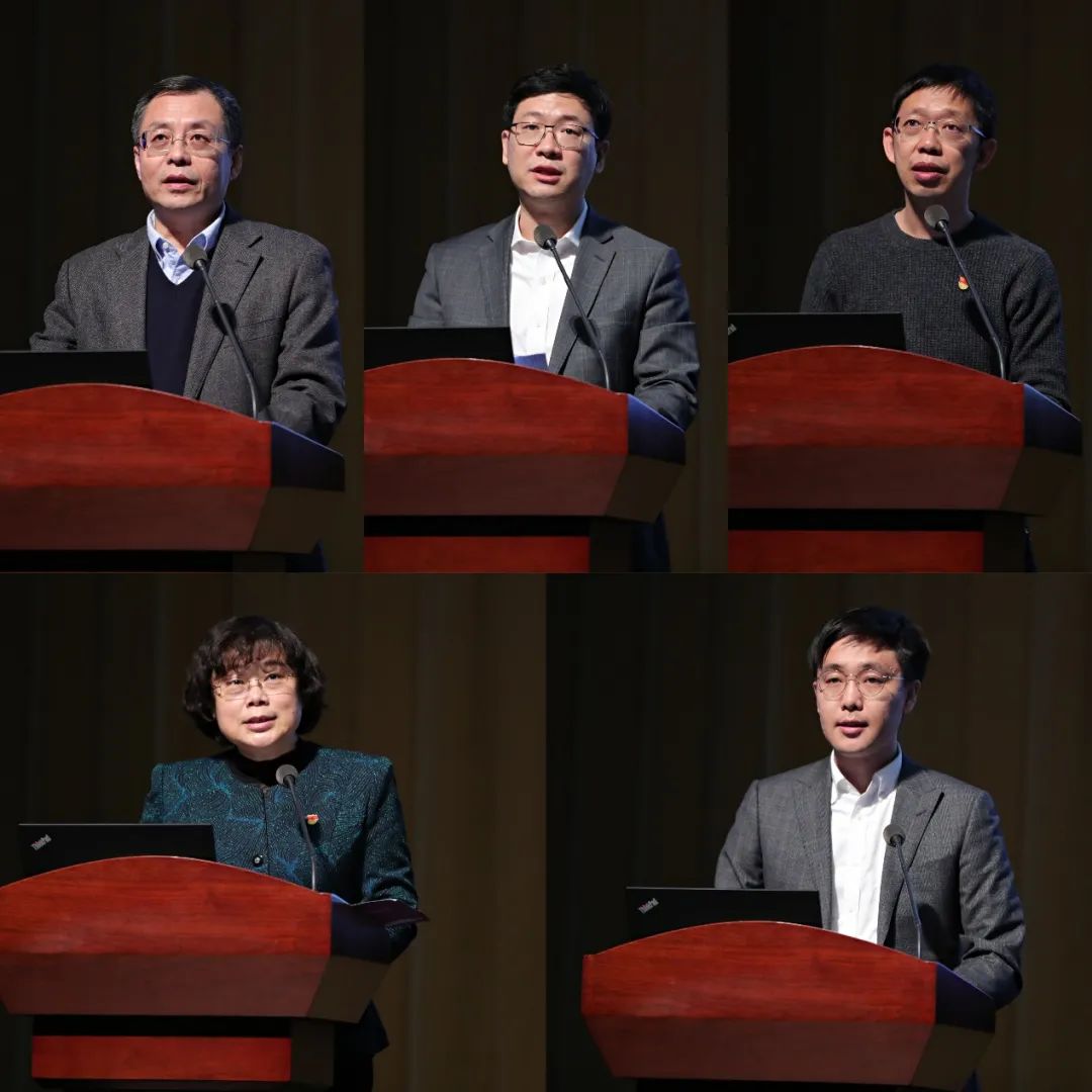 顾良飞,赵岑,于歆杰,张佐,李亚东(从左至右,从上至下)先后作交流发言