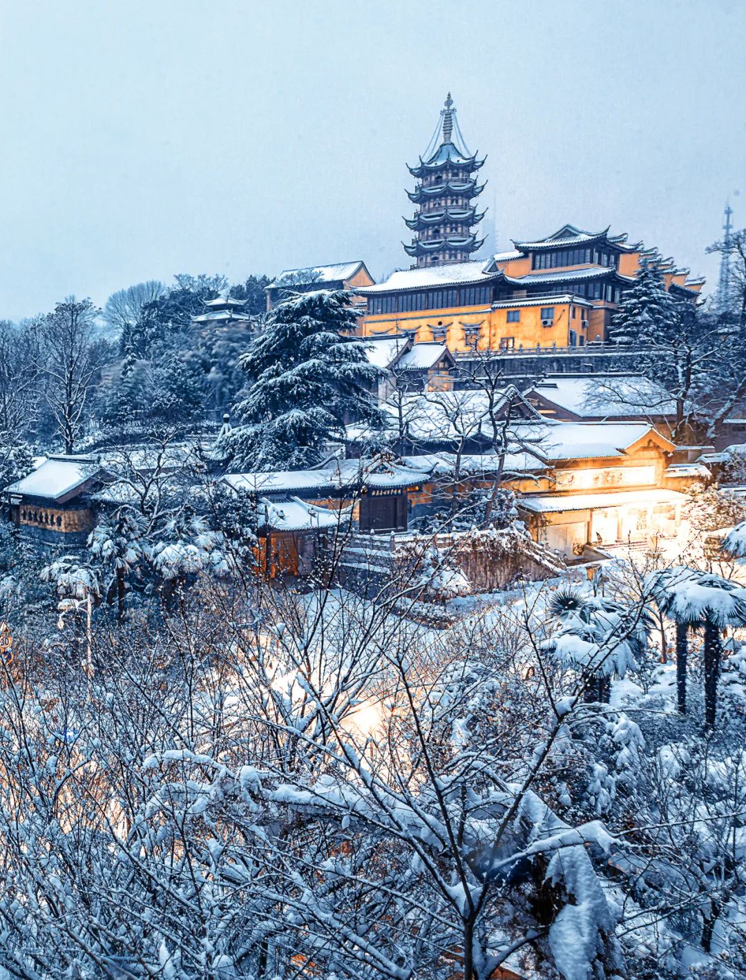 苏州大阳山雪景图片