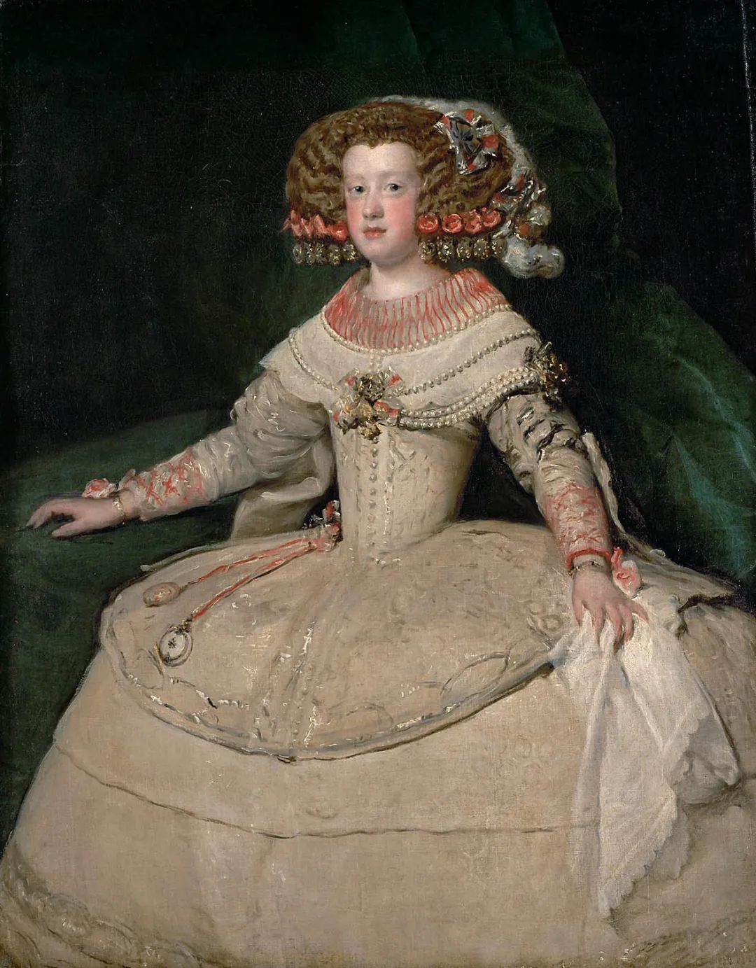油画《西班牙的玛丽·泰蕾莎十四岁肖像》(1652