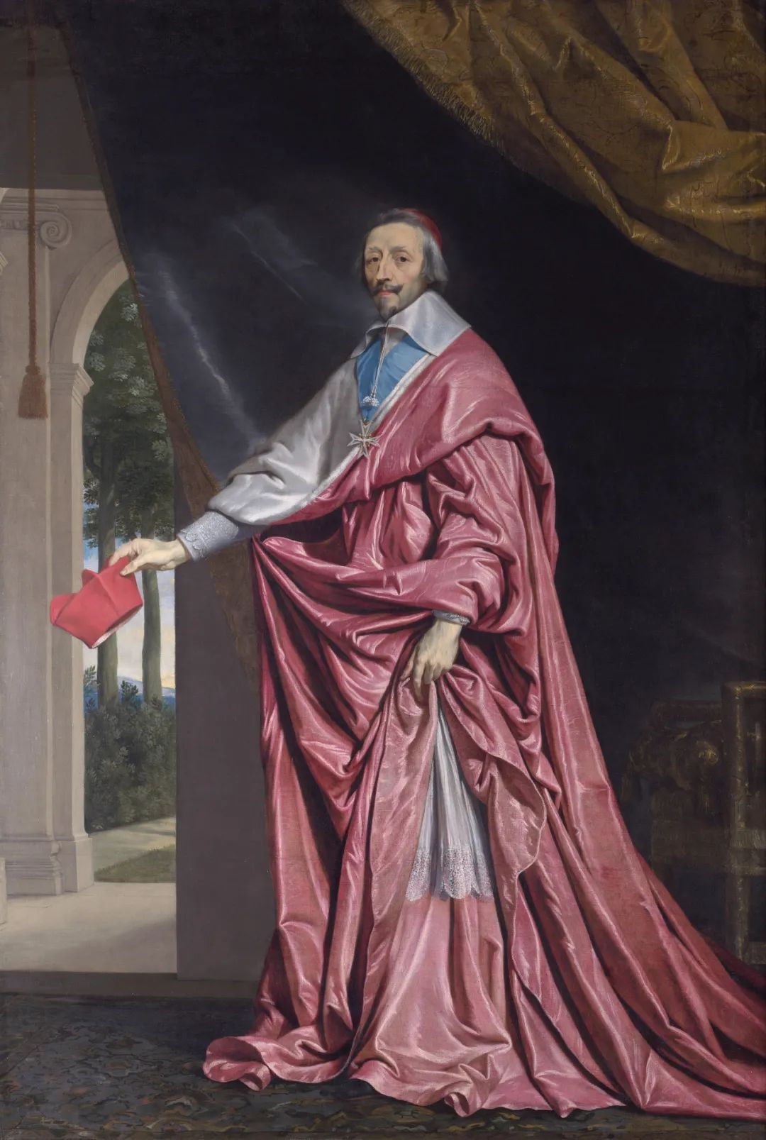 油画《红衣主教黎塞留肖像(1633-1640 法国巴洛克画家德
