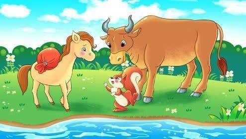 故事讲的是小马要送东西去河对岸,它不知道水有多深,于是问牛伯伯和小