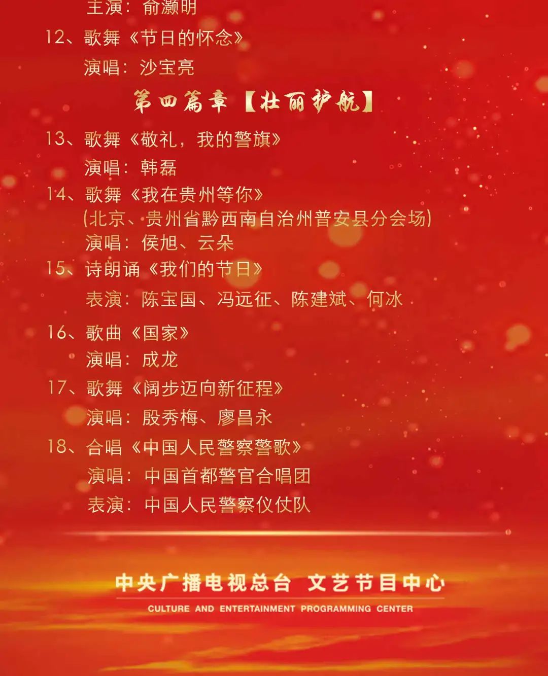 精彩节目单抢先看庆祝首个中国人民警察节慰问演出央视今晚首播