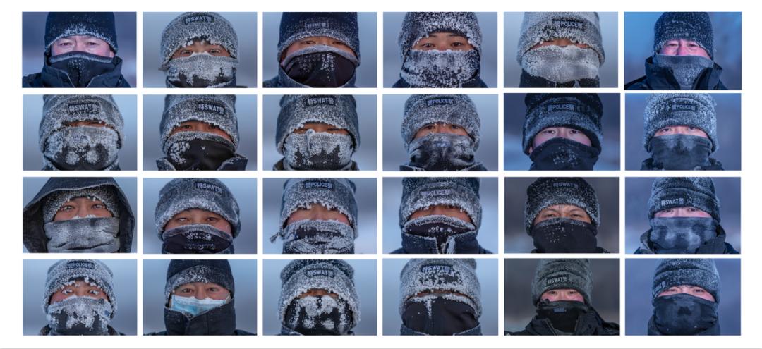 他们厚重的棉服就会被风吹透,也只需5分钟,他们的帽子,脖套便会结冰