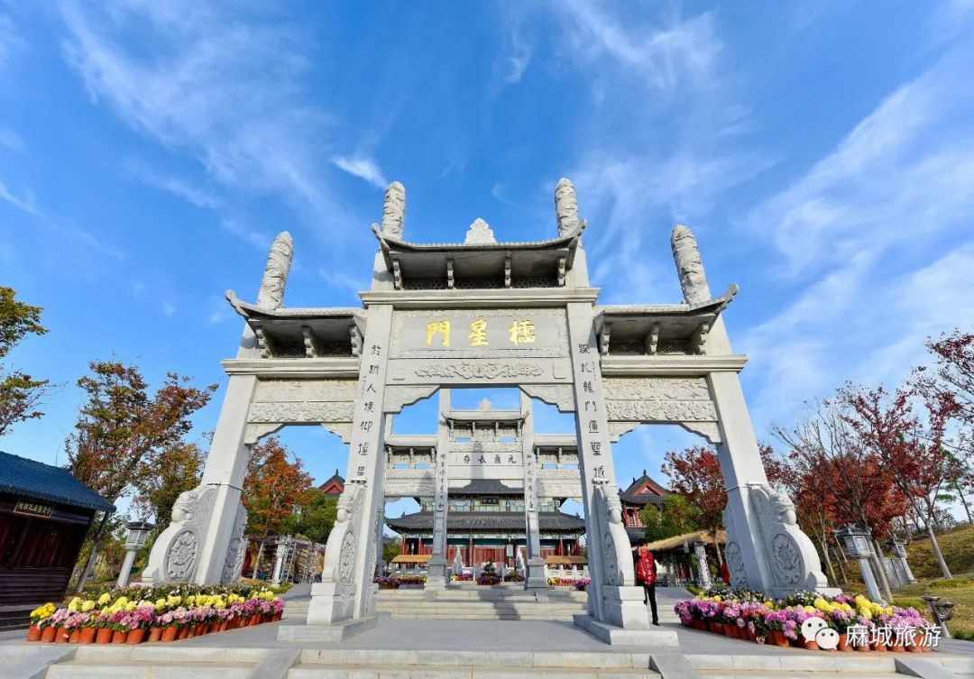 飞檐翘角斗拱回廊孝感乡文化园古建筑美轮美奂