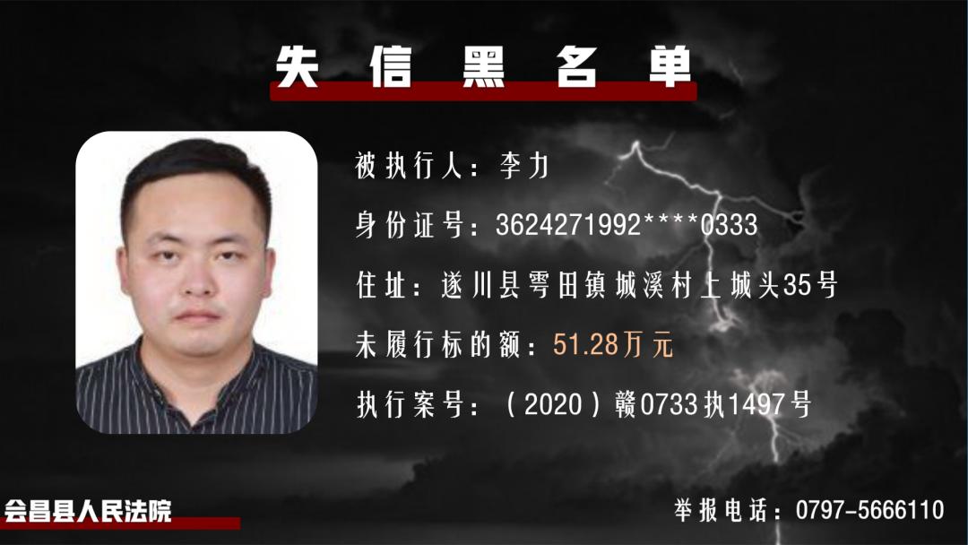 会昌法院失信被执行人名单2021年第2期