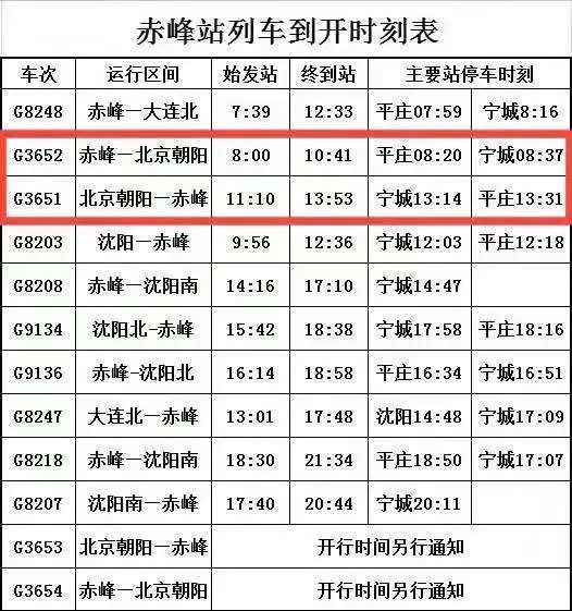 赤峰至北京高铁正式售票啦
