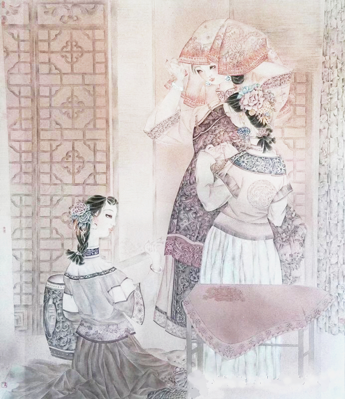 品貌日新——赏画家何风丽(何啸)工笔人物画