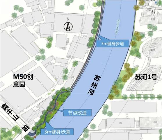 也许是河流与艺术气息相投,在苏州河滨河空间贯通的第一阶段,m50便