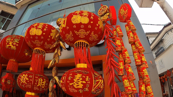 已能感受浓浓的年味了走在街头红灯笼福字对联中国结留在勐海过年味更