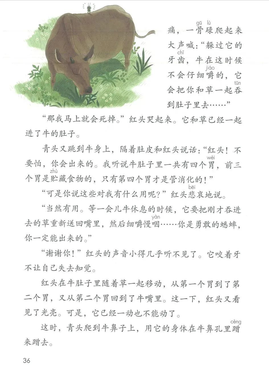 图片源自统编新教材语文三年级上册课文主要写蟋蟀红头被牛吃进了肚子