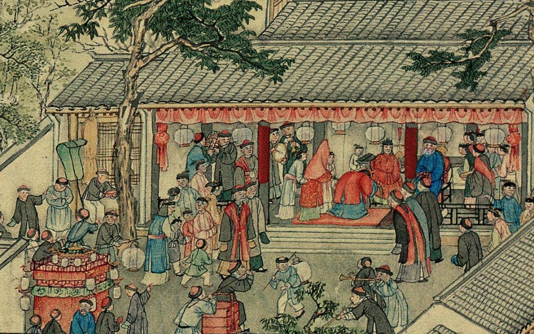 是家庭和睦,长幼安康:清 佚名《燕寝怡情图》局部原为清宫内府收藏明