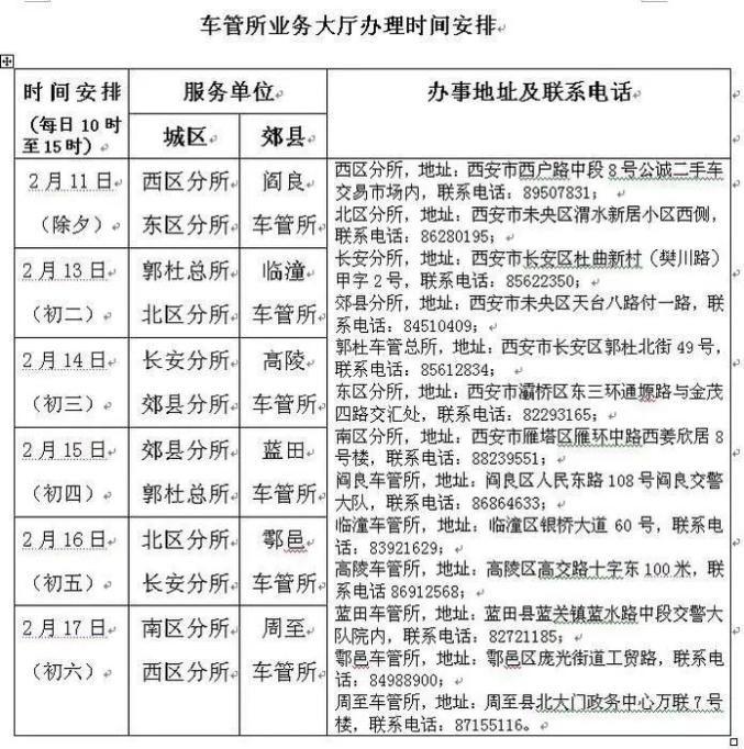 春节期间陕西交警不下班11项车驾管业务正常办理