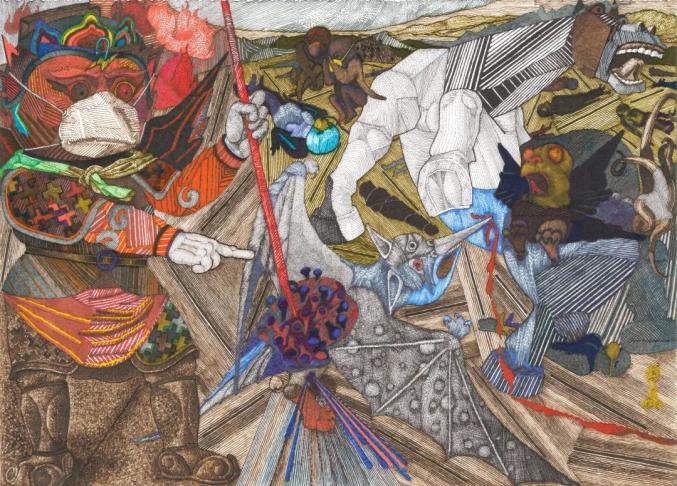 曹力全球抗疫图警世之战创作谈