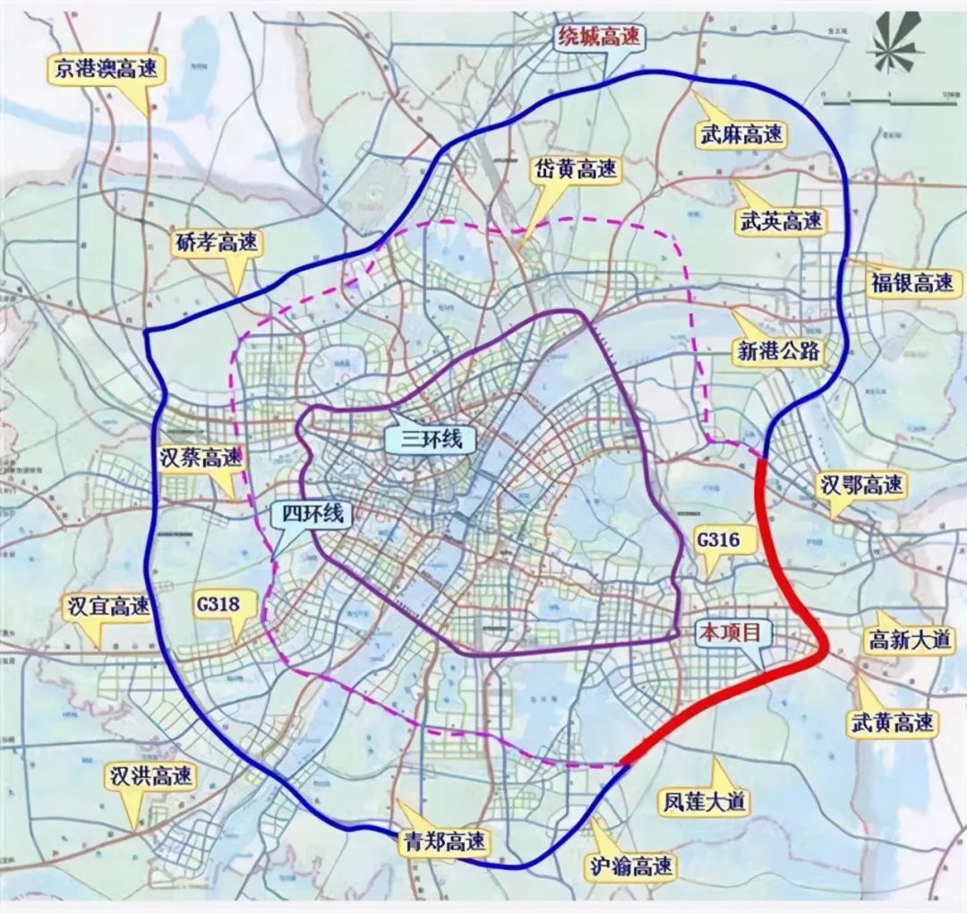 武汉绕城高速改扩建项目开工加宽至八车道设计时速120公里
