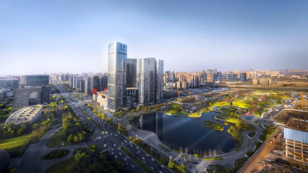 成都市唯一跨锦江中轴线的城市公园贯穿整个金融城商务区交子公园定位