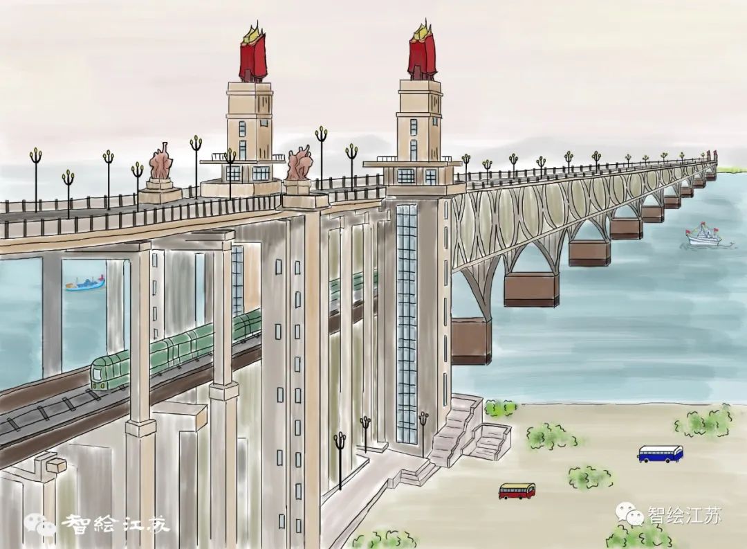 南京的桥简笔画图片