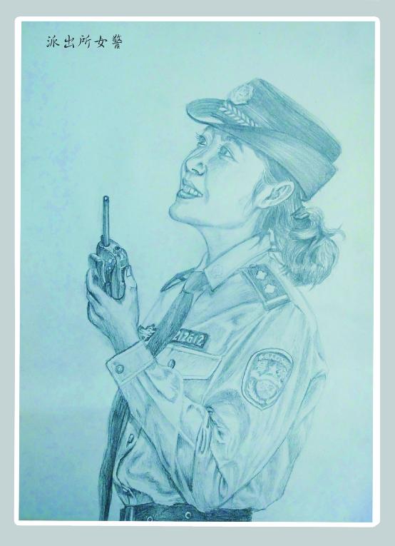 女警察素描头像图片