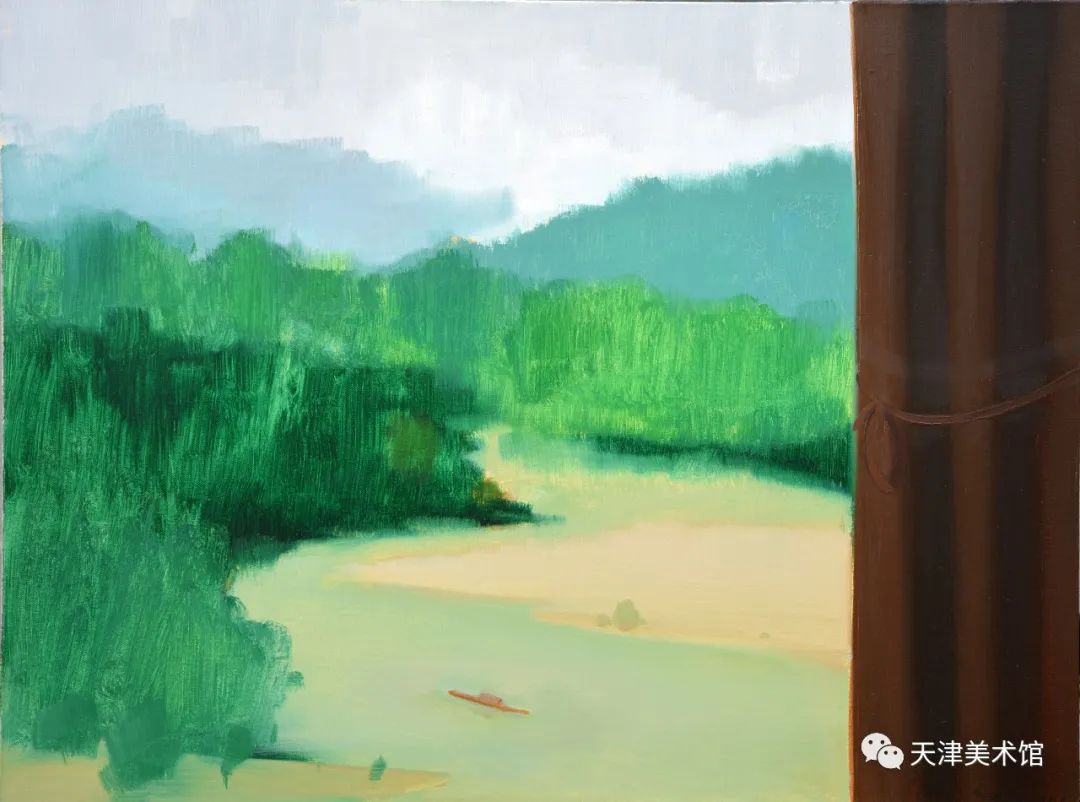 一帘烟雨 张弛 布面油画 60x80cm
