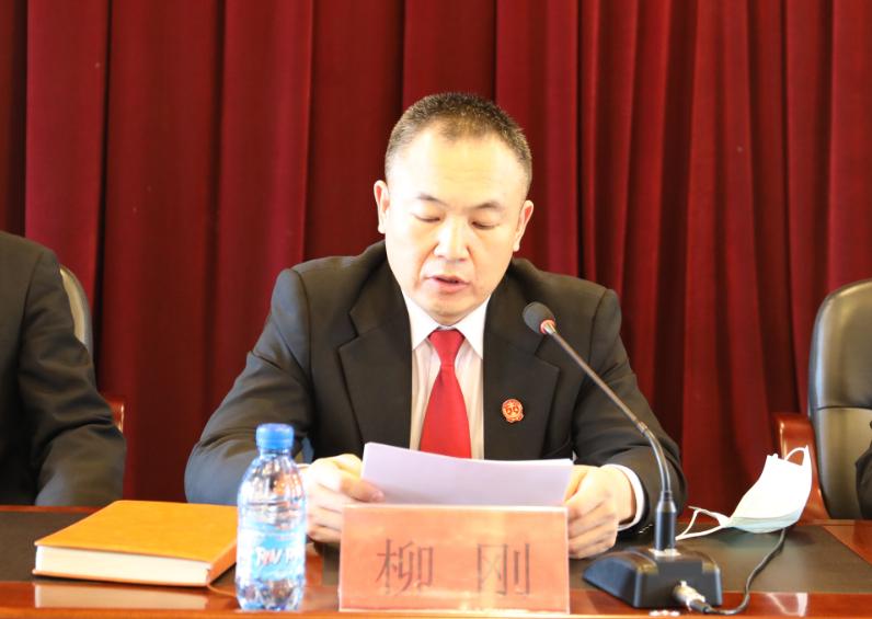 会议共分三项议程,首先由副院长柳刚传达中央,省,市委以及上级法院