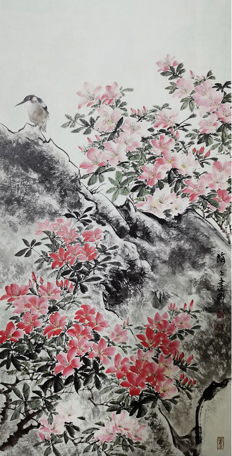 《杜鹃花开满山》138×69cm