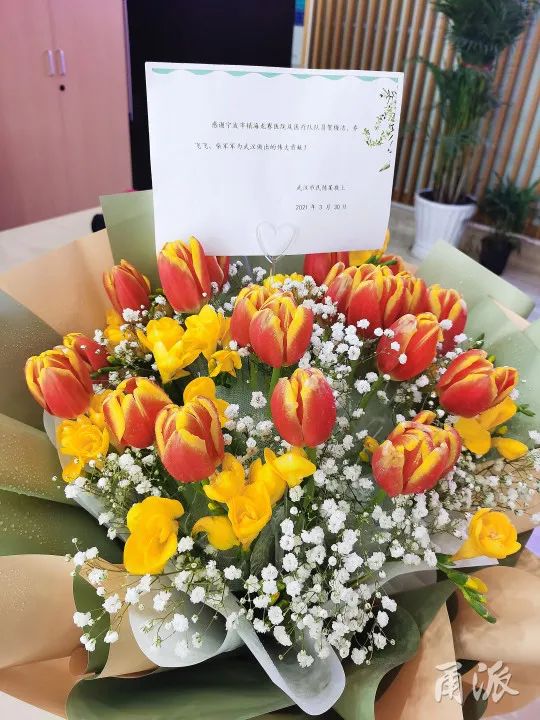 武汉小伙给宁波援鄂护士献花,这里他第一次来到爷爷的故乡