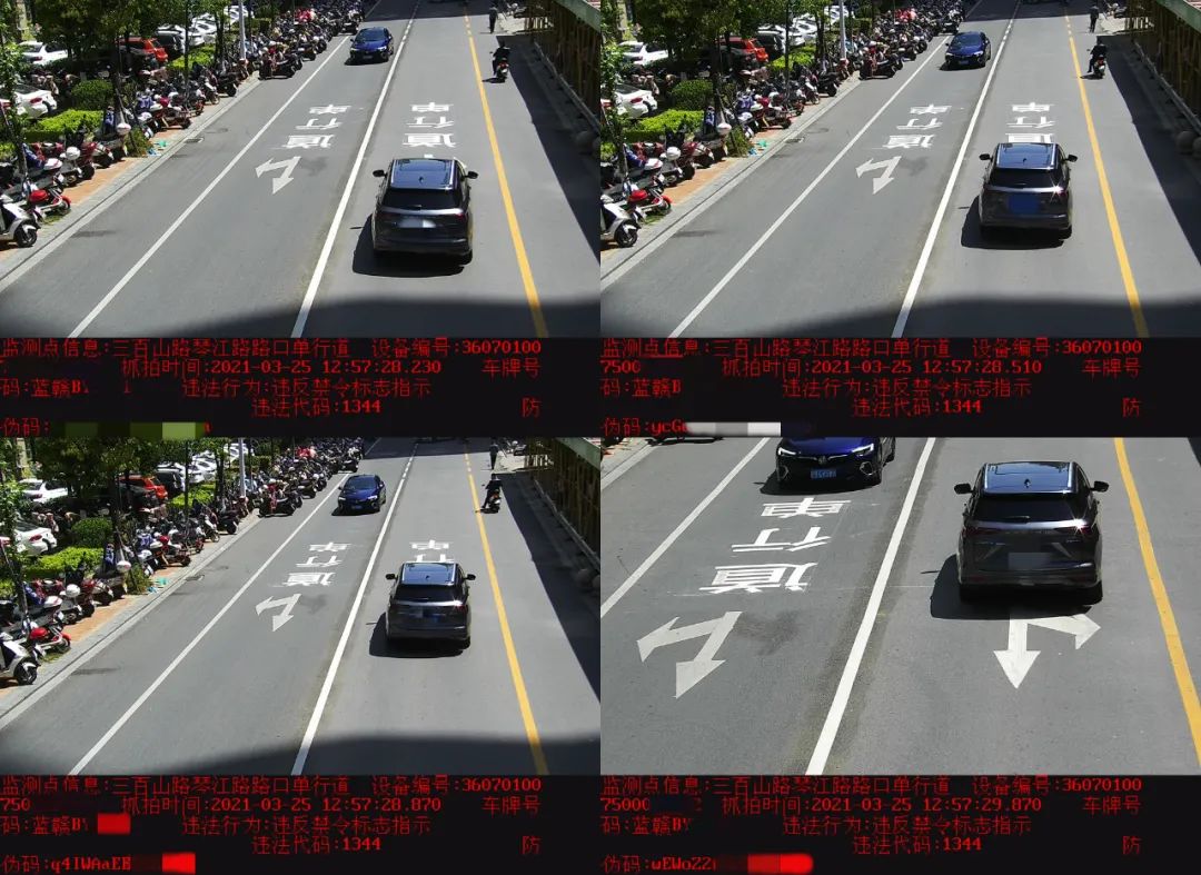 赣州市章贡区三百山路 已启用电子警察抓拍 违反禁令标志指示 畏è