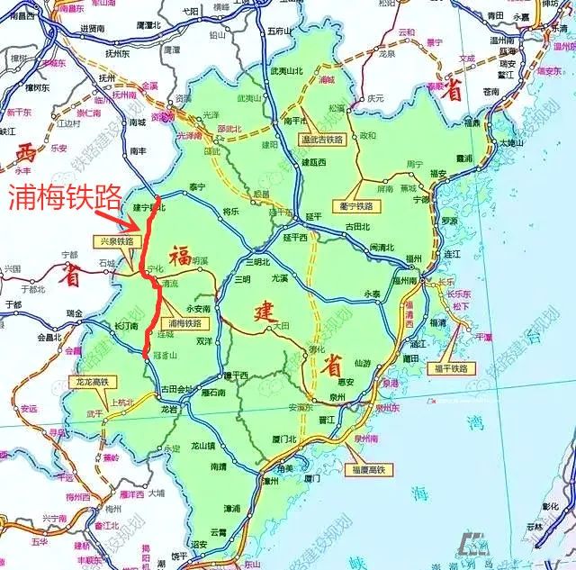 浦梅铁路示意图浦梅铁路是福建省铁路网规划项目之一,建宁至冠豸山段