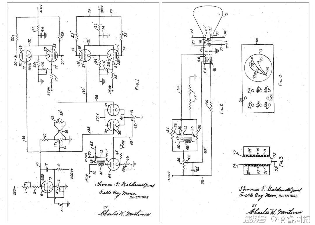 小托馬斯·托里文·戈德史密斯,《陰極射線管娛樂設備》專利圖示.