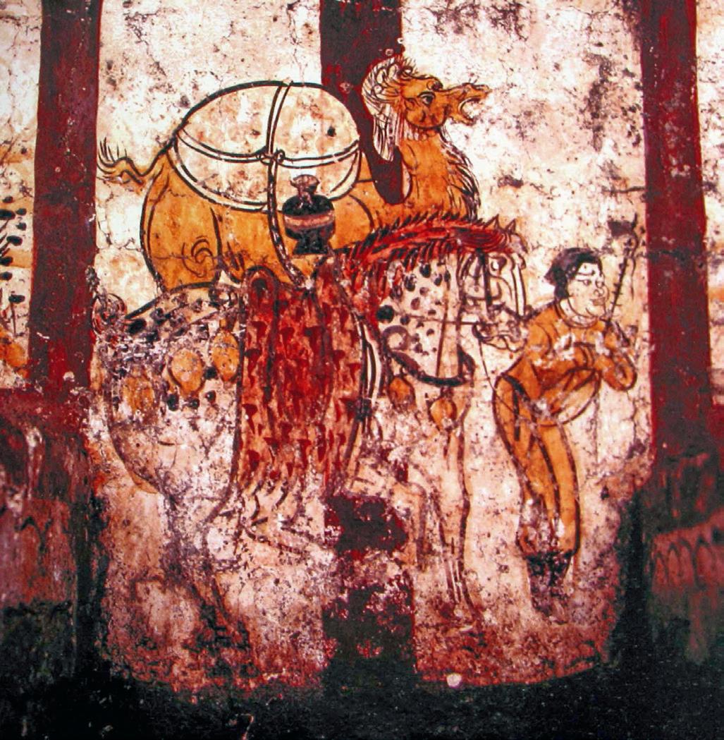 胡商牵驼图画 太原金胜村唐墓出土壁画胡汉联姻在这个时期非常多.