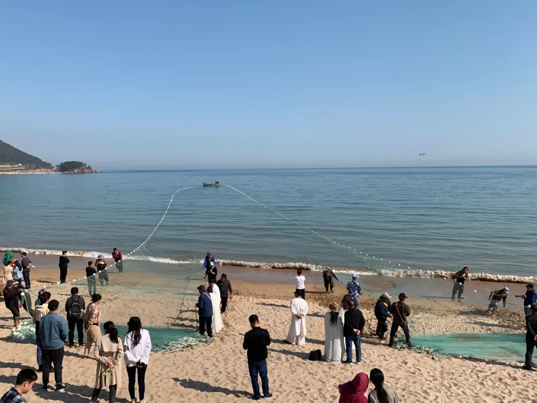 沙子口是个好地方你想体验拉网捕鱼的乐趣吗快来流清河沙滩打卡吧