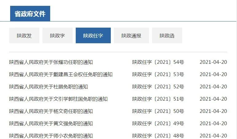 最新!陕西省发布一批干部任免
