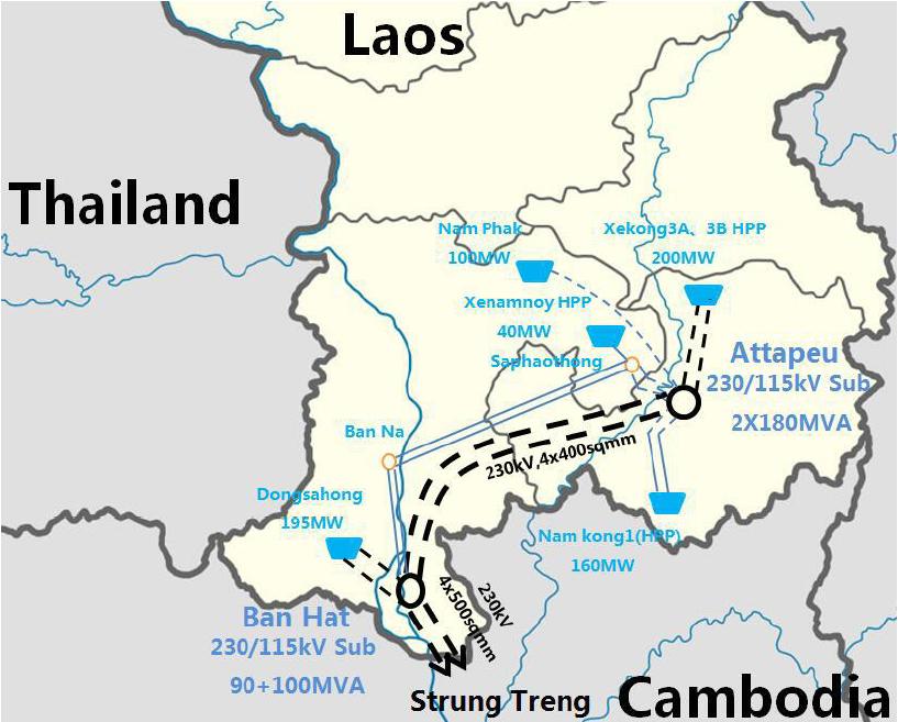 擬在老撾南部巴塞省,阿速坡省和色貢省三個主要省份建設班哈變電站和