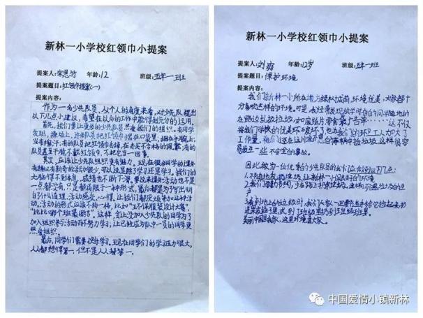 新林区第一小学开展你好少代会红领巾小心愿小建议征集活动