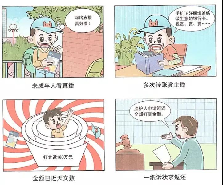 今日说典漫画民法典未成年人打赏主播案