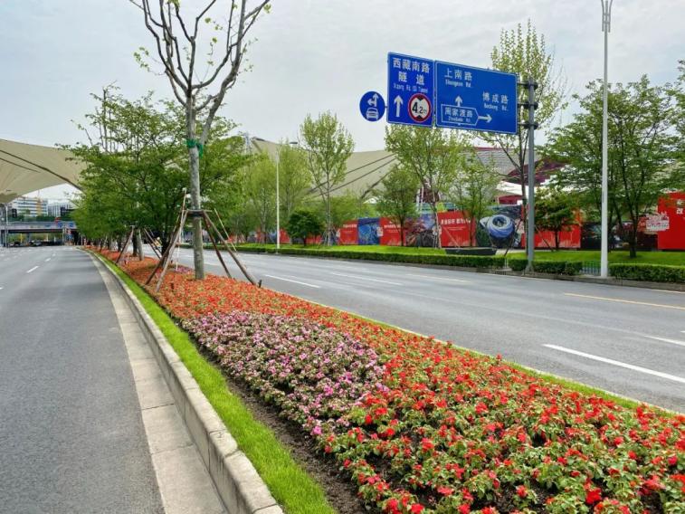 口等多处主题景点世博大道上南路口,区政府一号门花墙东方明珠环岛