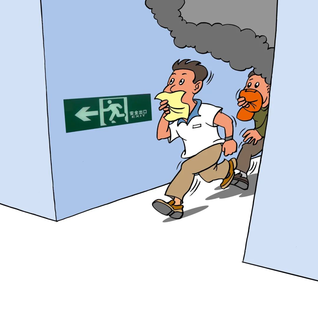 请按照应急指示标志所指引的方向迅速选择人流量较小的疏散通道撤离