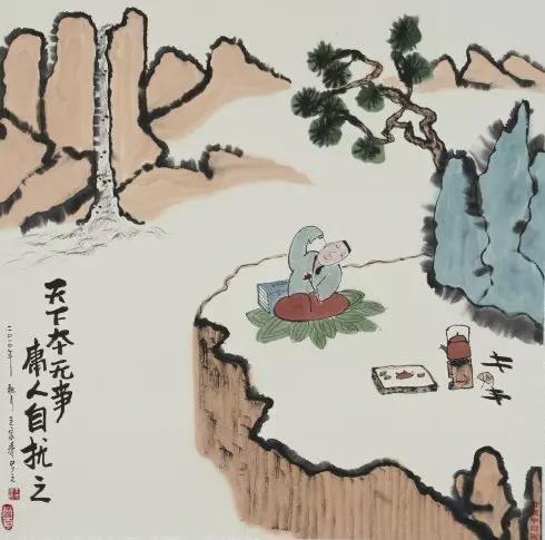 哲理中国画大水漫不过鸭子背