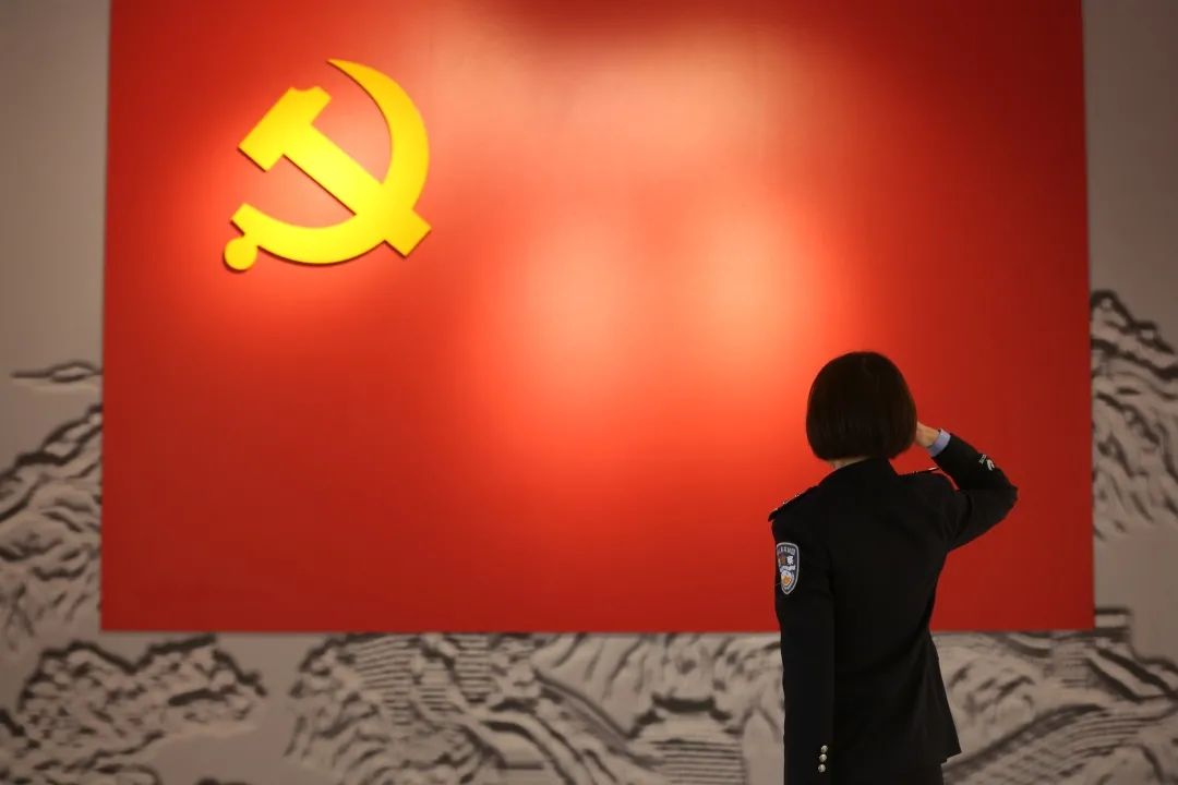 我与党旗合个影丨一面旗帜映初心一颗警心永向党