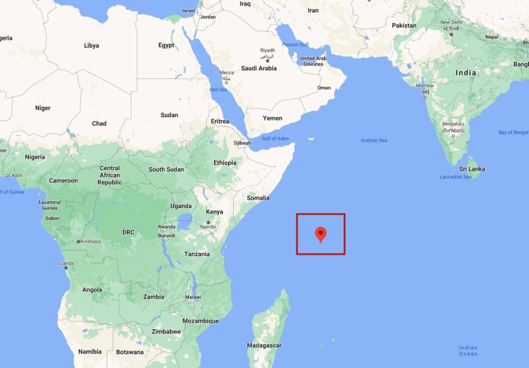 塞舌尔群岛位于非洲大陆北部,谷歌地图截图