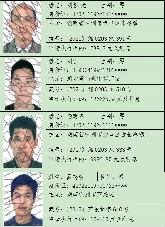 芦法曝光台失信被执行人黑名单2021年第07期