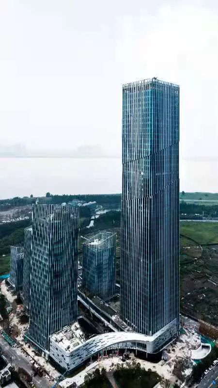 的奔涌不息钱塘江畔东部湾总部基地内我区第一高楼正逐渐展露雄姿日前