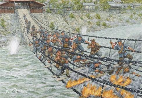 红军横渡铁索桥简笔画图片