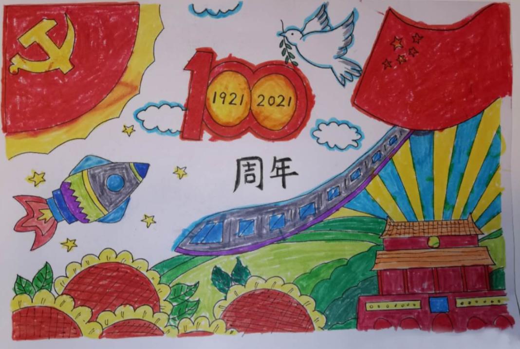 《建党百年》(杨婵提供)《不忘初心》(计晓庆提供)《庆祝建党100周年